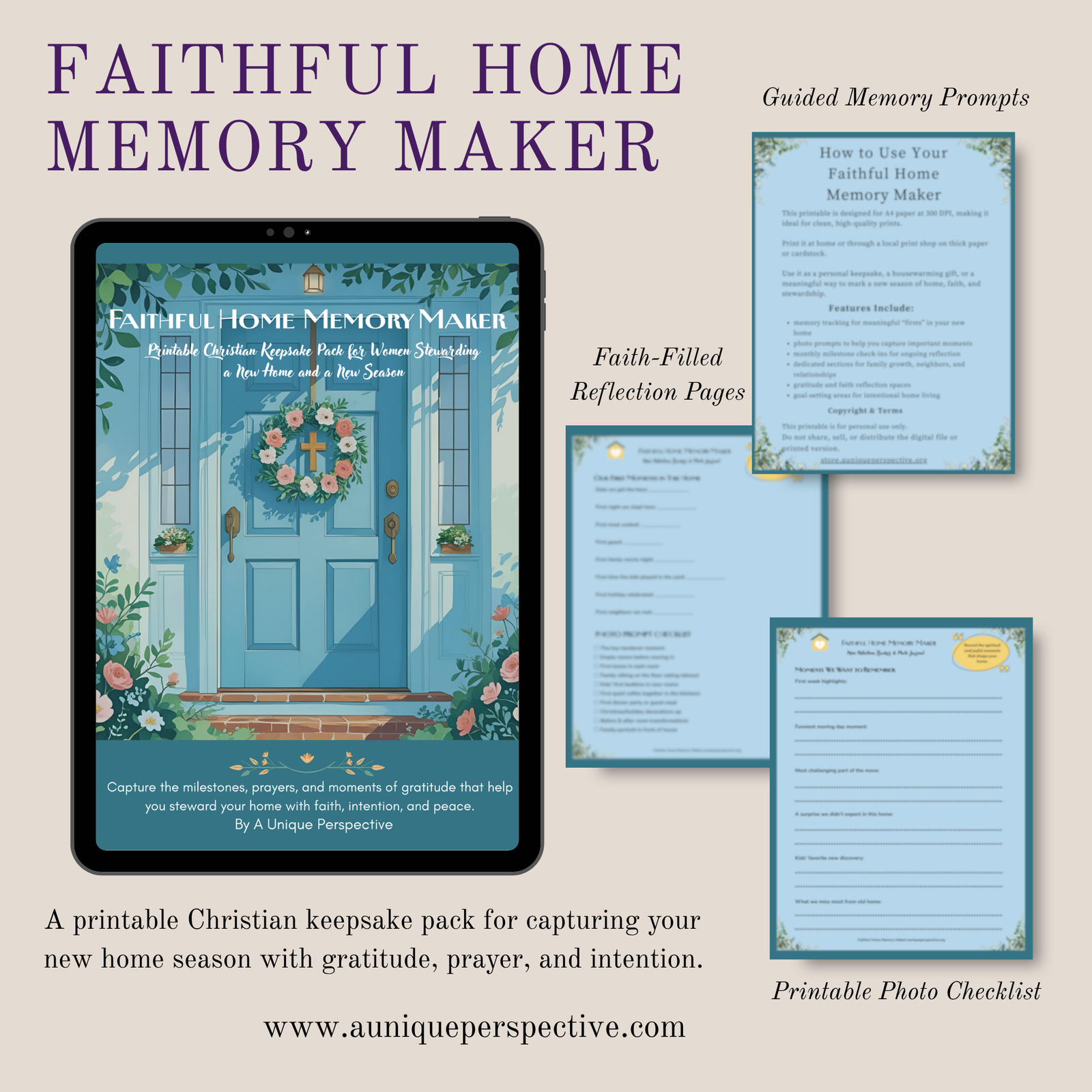 Faithful Home Memory Maker | Printable Christian Keepsake Pack - Image 2